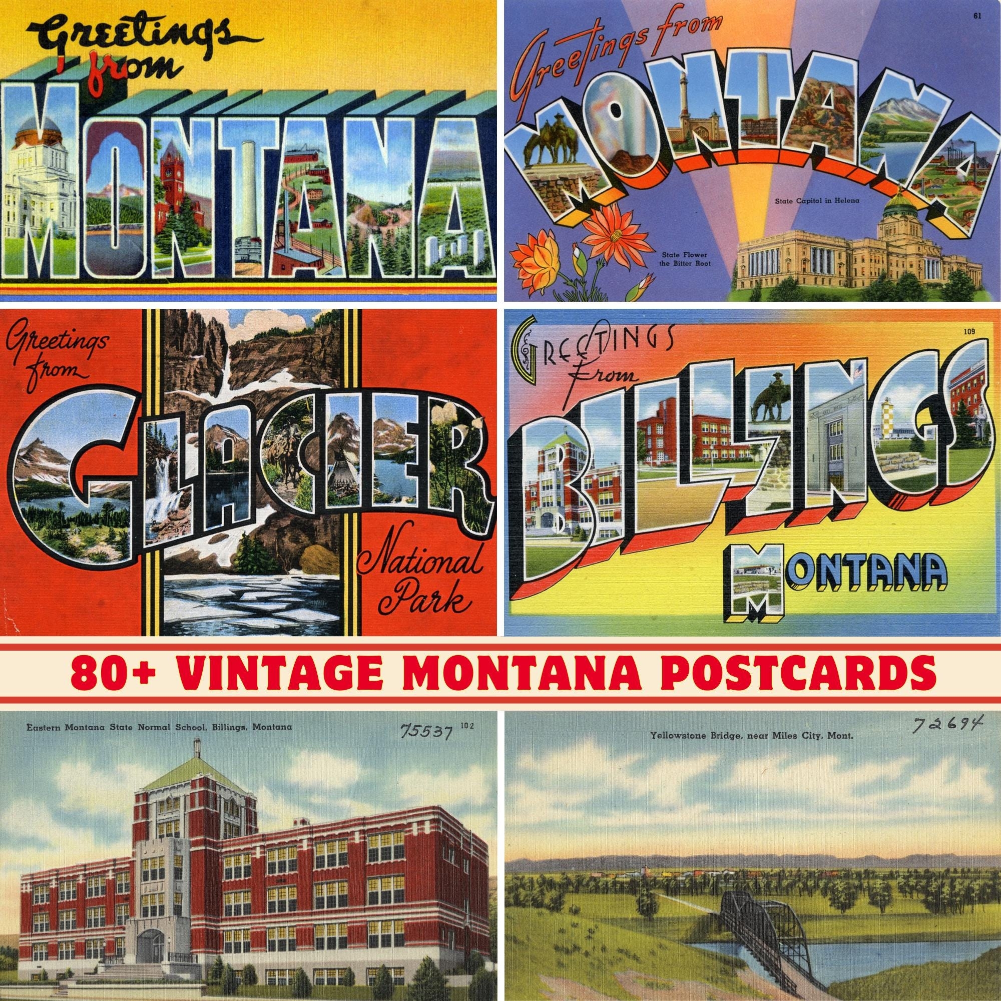 Montana Vintage Postcard Printable Etsy
