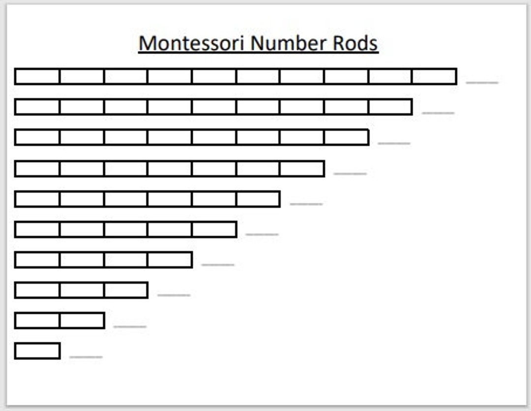 Montessori Number Rod Worksheet Activity Printable Digital Download Etsy