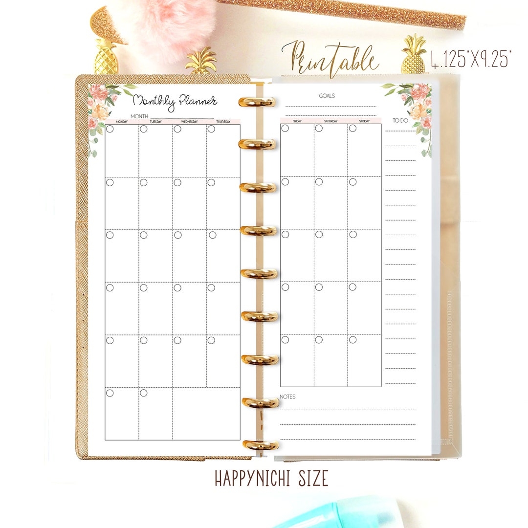 Month On Two Pages Made To Fit Happy Planner Half Sheet Happynichi Printable Etsy