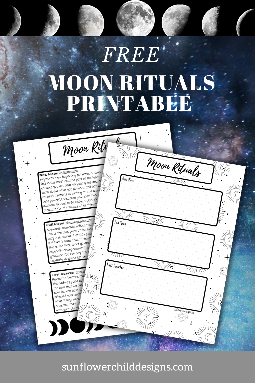Moon Rituals Free Printable Sunflower Child Designs