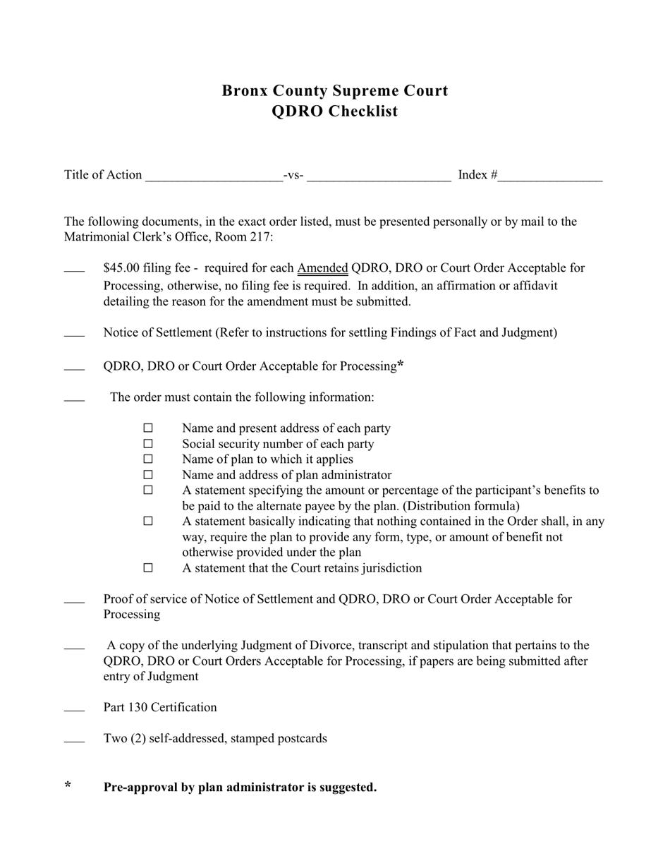 New York Qdro Checklist Fill Out Sign Online And Download PDF Templateroller