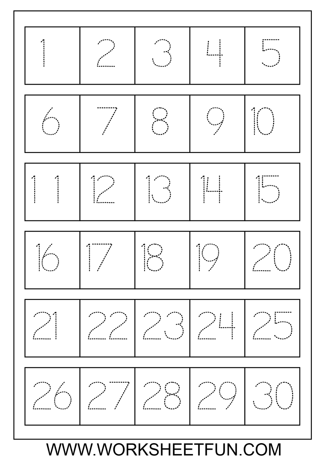 Number Worksheets 1 30