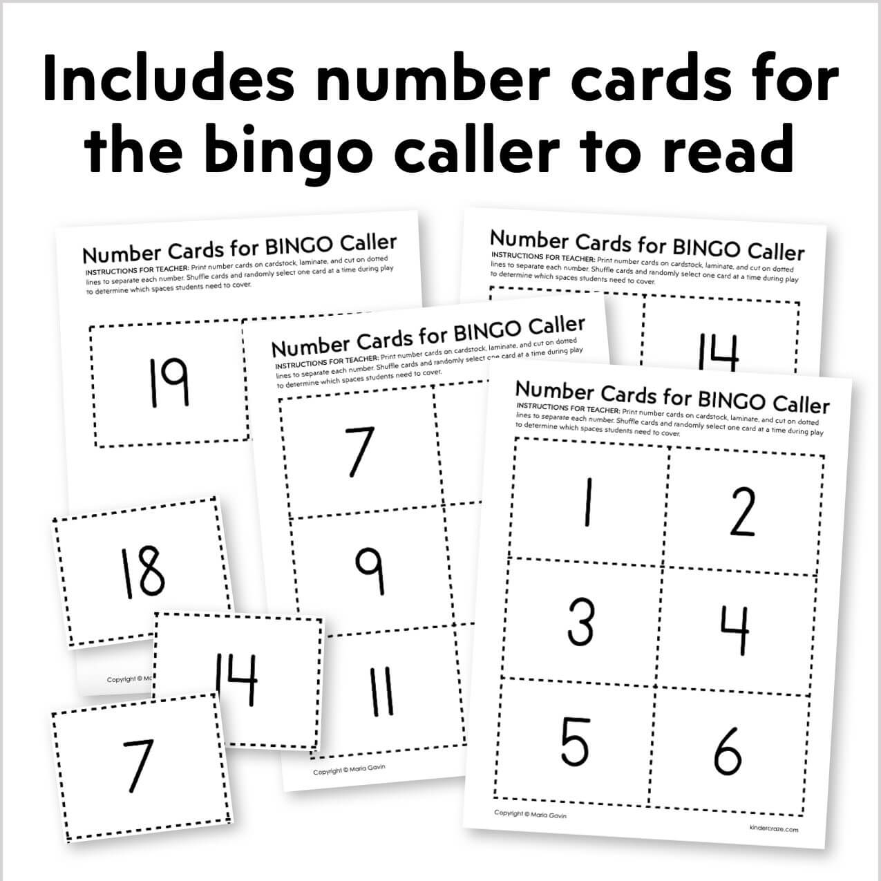 Numbers 1 20 Bingo Featuring Numbers In The Teens Kinder Craze