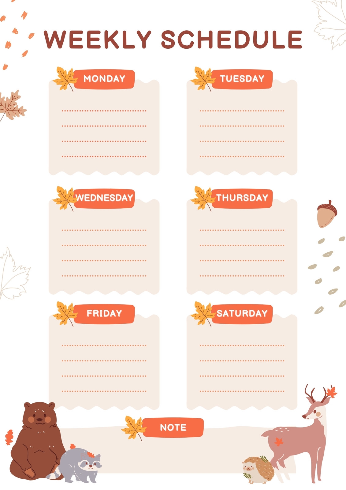 Animals Weekly Planner Free Printable