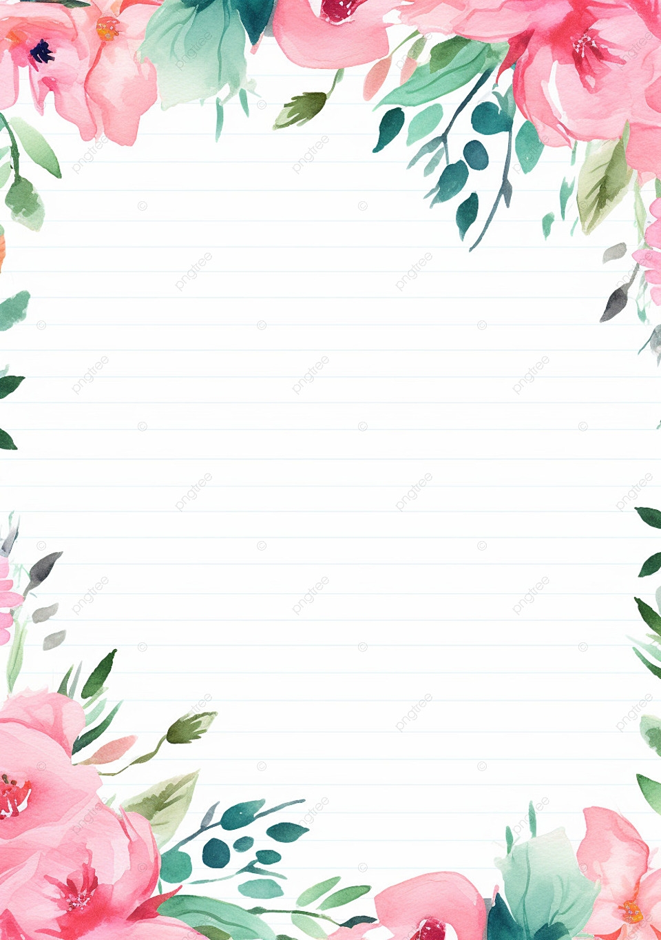 Page Template Printable Floral Background For Notes And Cards Wallpaper Image For Free Download Pngtree