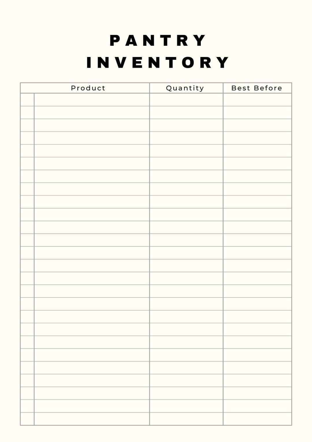 Pantry Inventory Printable Digital Product Quantity Best Before Date Etsy