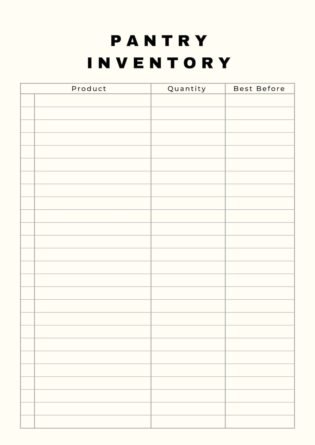 Pantry Inventory Printable Digital Product Quantity Best Before Date Etsy