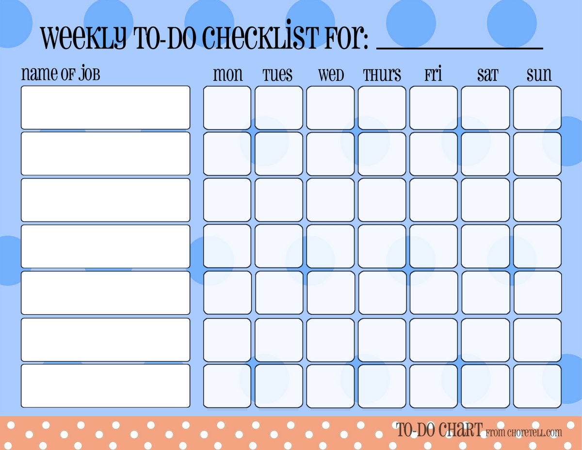 Patterned Weekly To do Chore Checklists Free Printable Downloads From ChoreTell