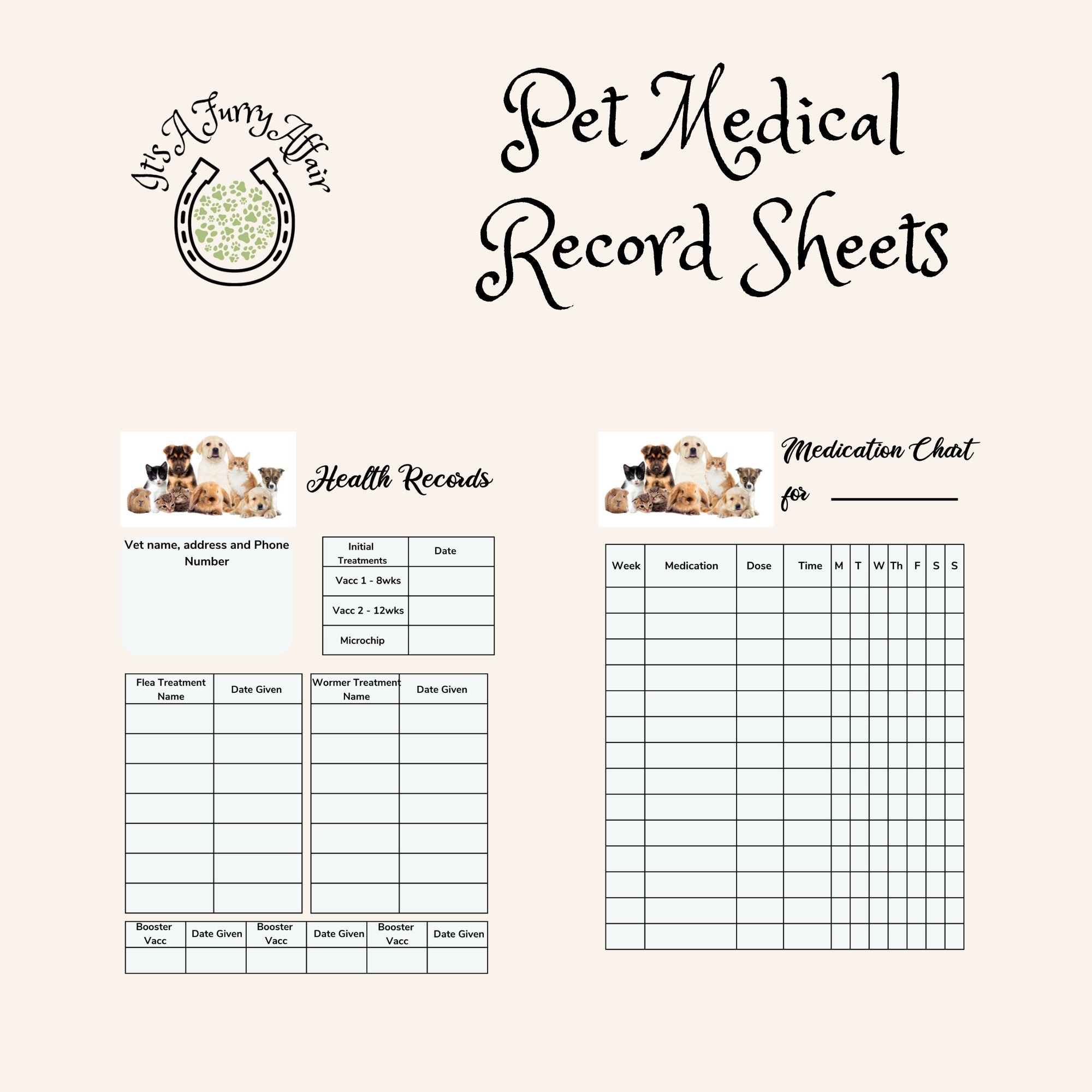 Pet Medical Record Sheet Printable Pet Medical Record Dog Vaccination Cat Vaccination Pet Health Care Log Pet Medical Log Book Etsy