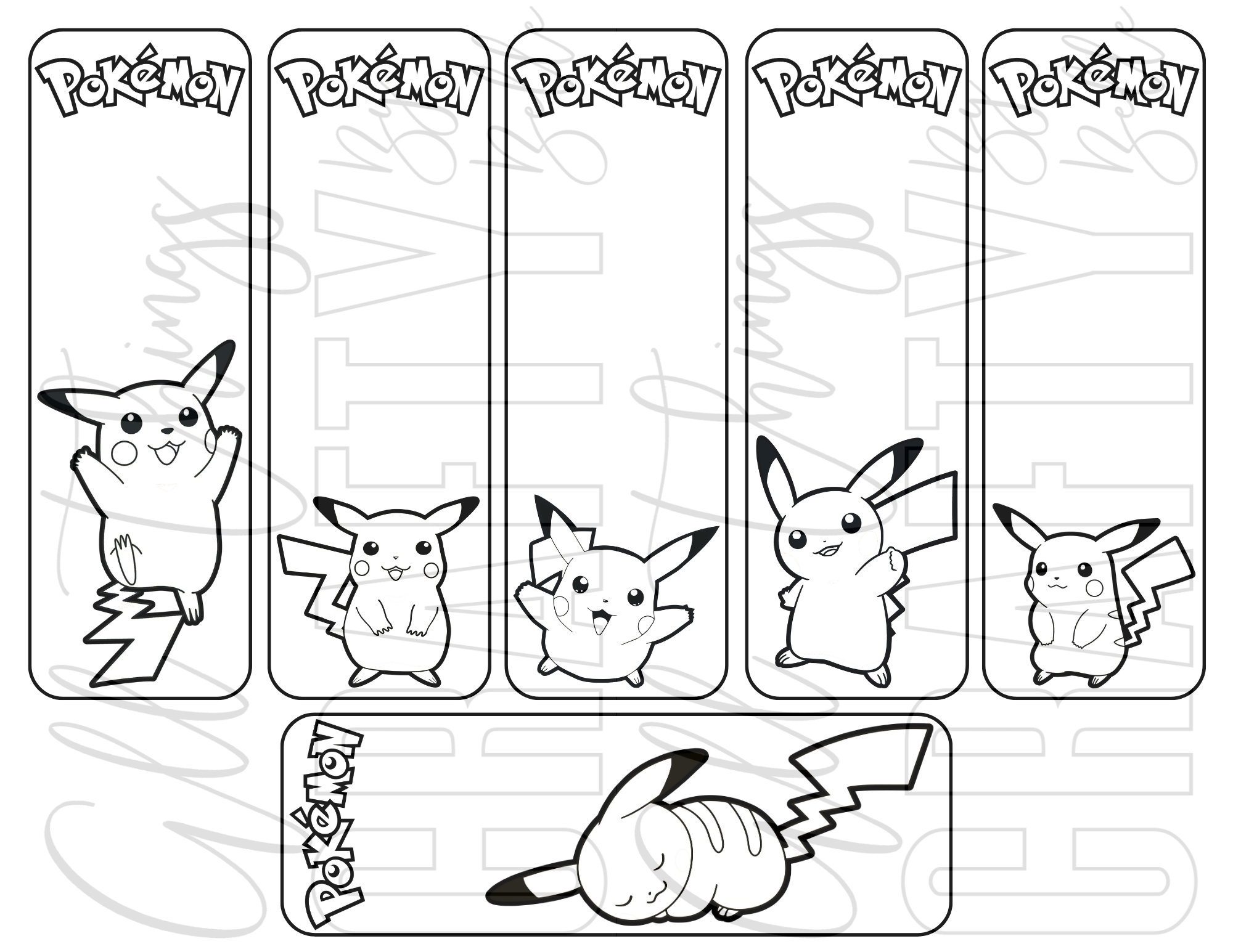 Pokemon Printable Coloring Bookmarks 2 PDF Files 77 Individual Bookmarks Etsy