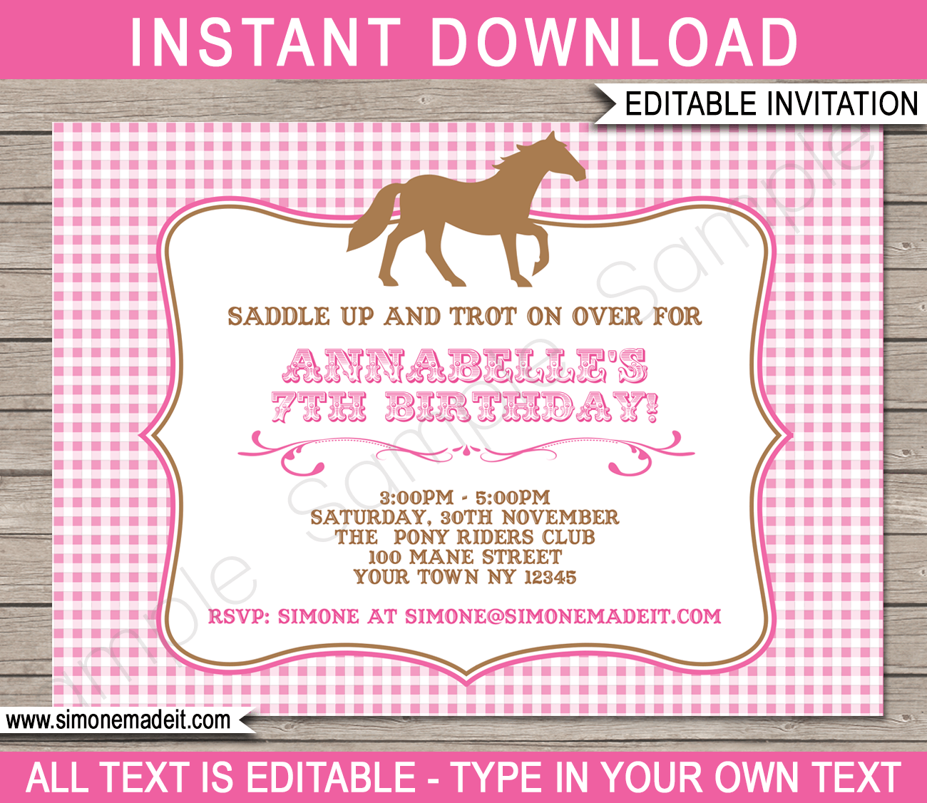 Horse Birthday Invitations Free Printable