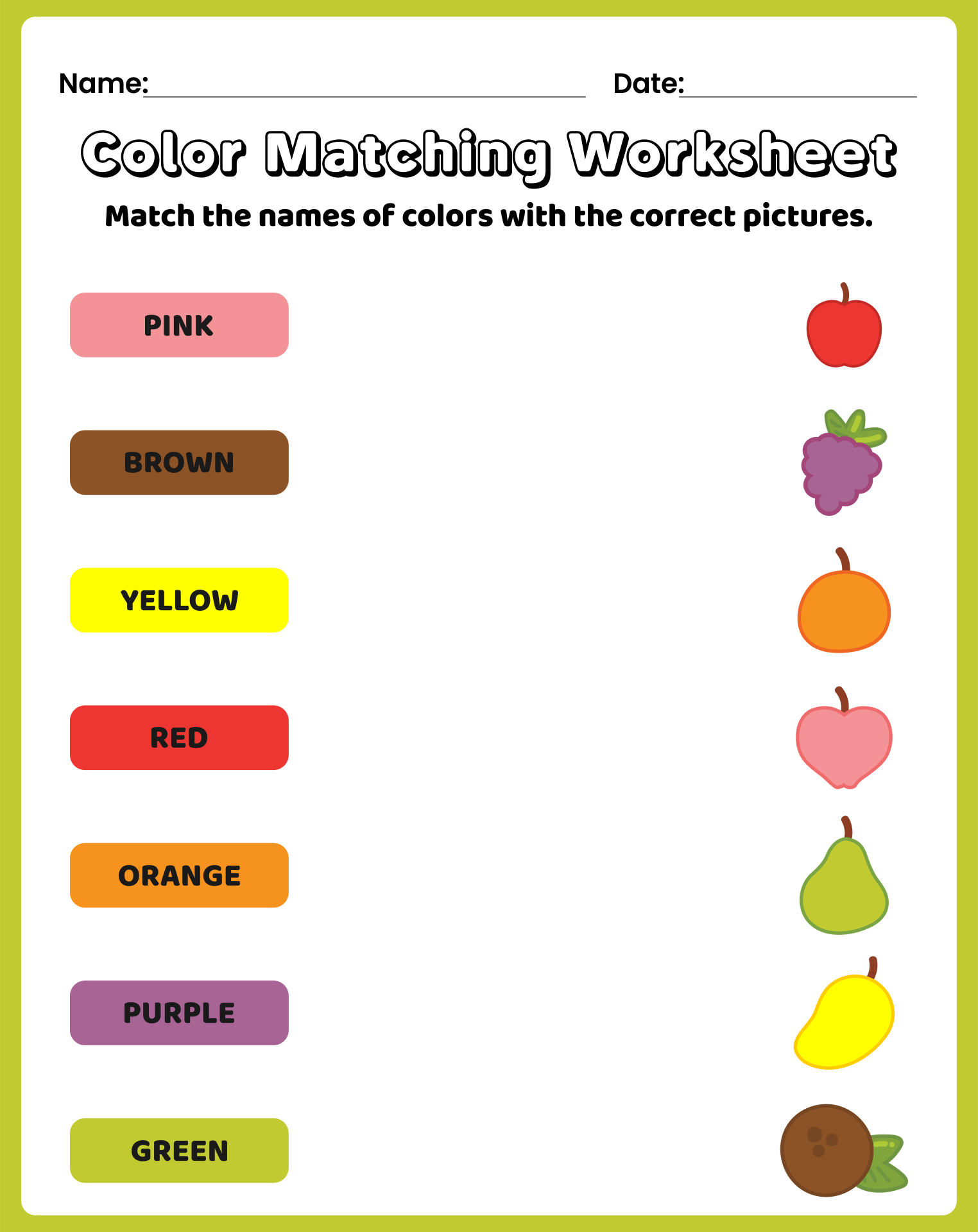 Free Printable Matching Pictures Worksheets