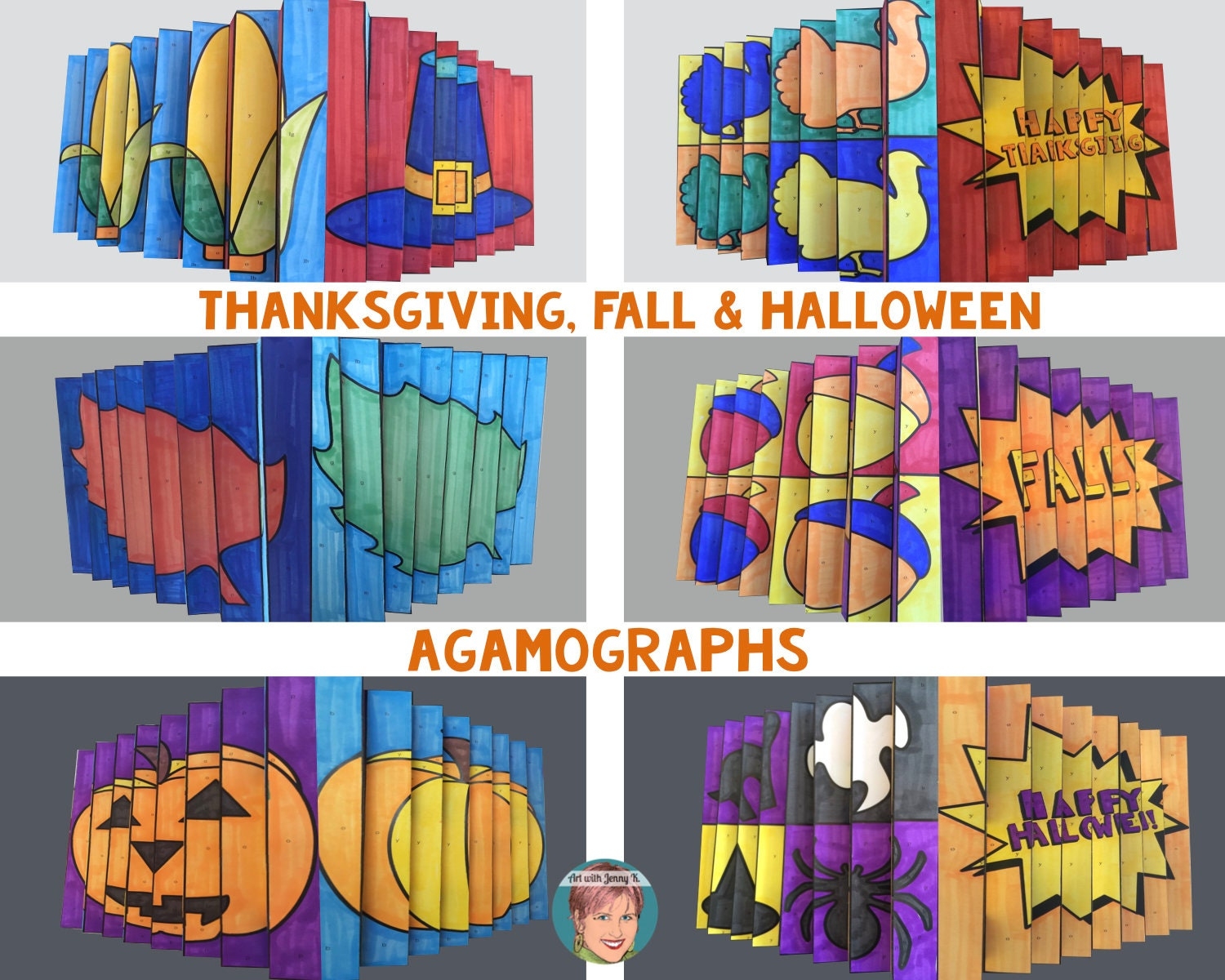 Printable Agamograph Designs For Thanksgiving Fall And Halloween Unique Arts And Crafts Activity For Kids Fun Thanksgiving Craft Etsy