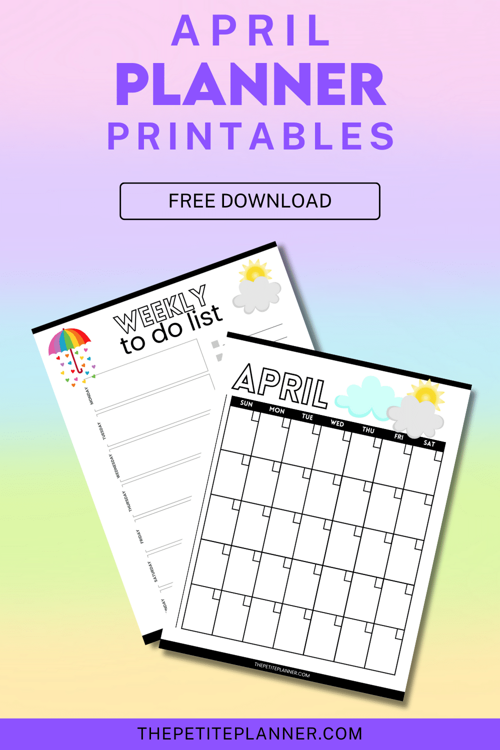 Printable April Bullet Journal Calendar Habit Tracker More 
