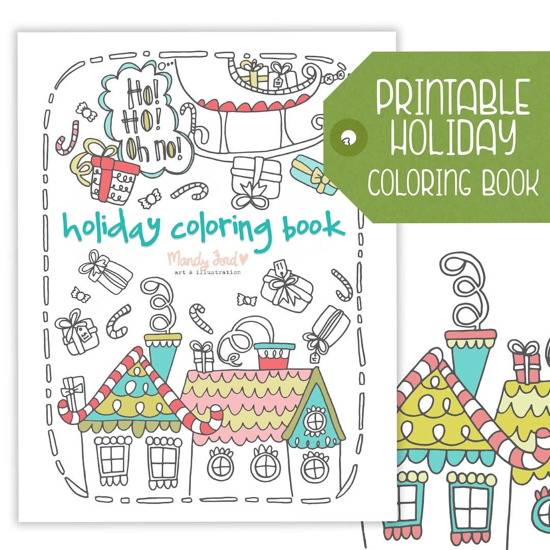 PRINTABLE Christmas Coloring Book Holiday Coloring Pages Adult Coloring Book Printable Coloring Pages Etsy