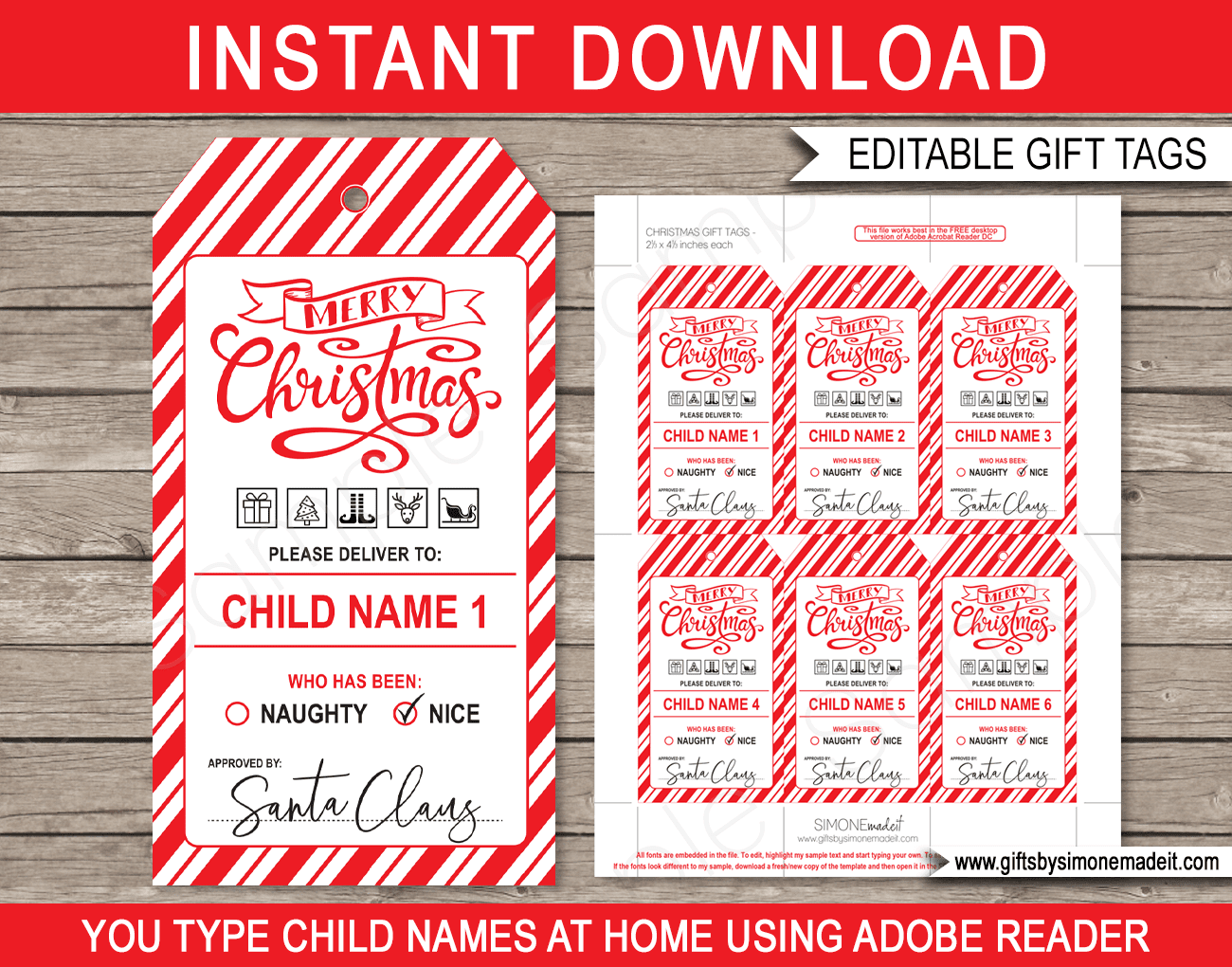 Printable Christmas Mail Tags Template Santa Gift Labels