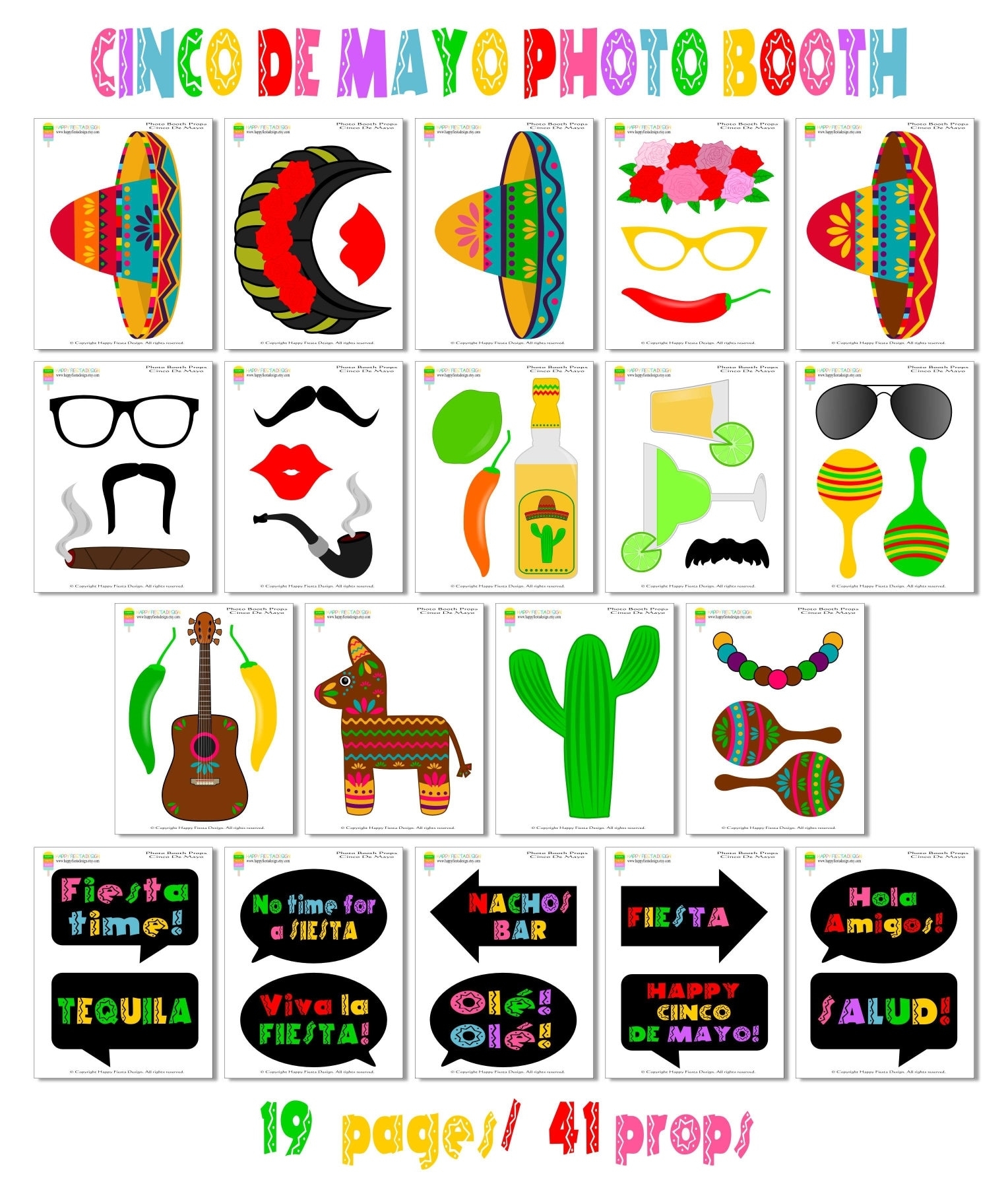 PRINTABLE Cinco De Mayo Photo Booth Propsmexican Fiesta Props mexico Photo Booth travel Props fiesta Photo Booth Sign instant Download Etsy