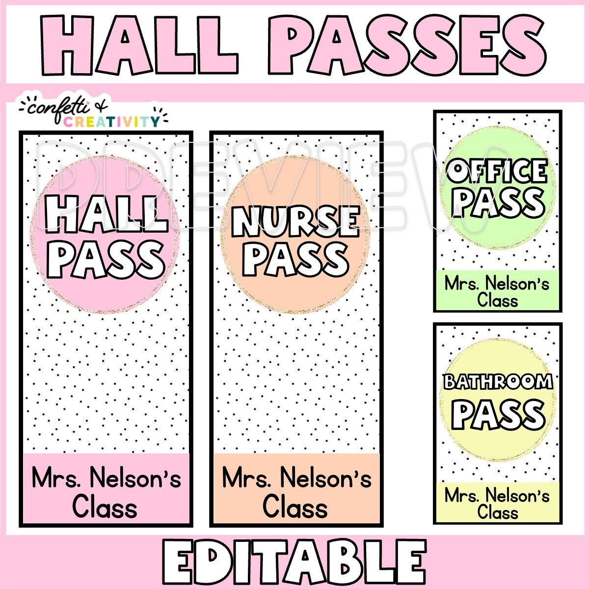 PRINTABLE Classroom Hall Passes Personalized Classroom Hall Pass Teacher Lanyard Classroom Pass Editable Classroom Hall Passes Etsy