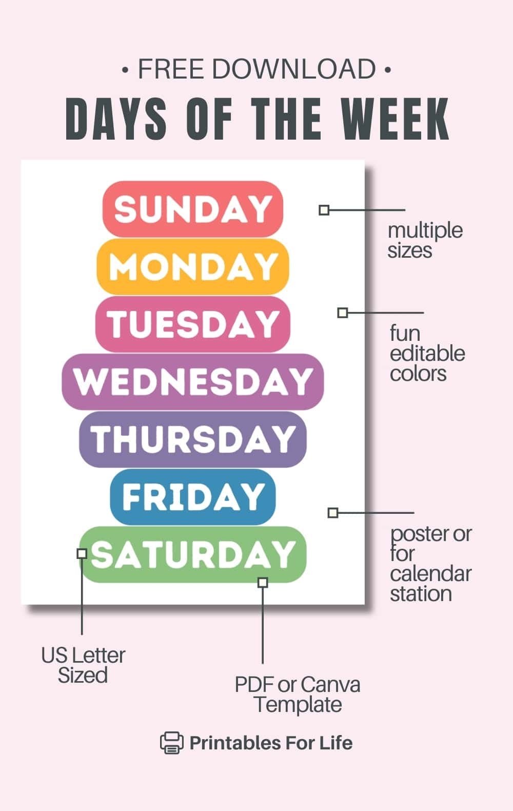 Printable Days Of The Week FREE Download Printables For Life
