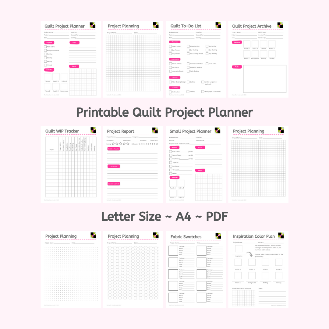 Printable Digital Quilt Project Planner Unbranded Rachelle Handmade