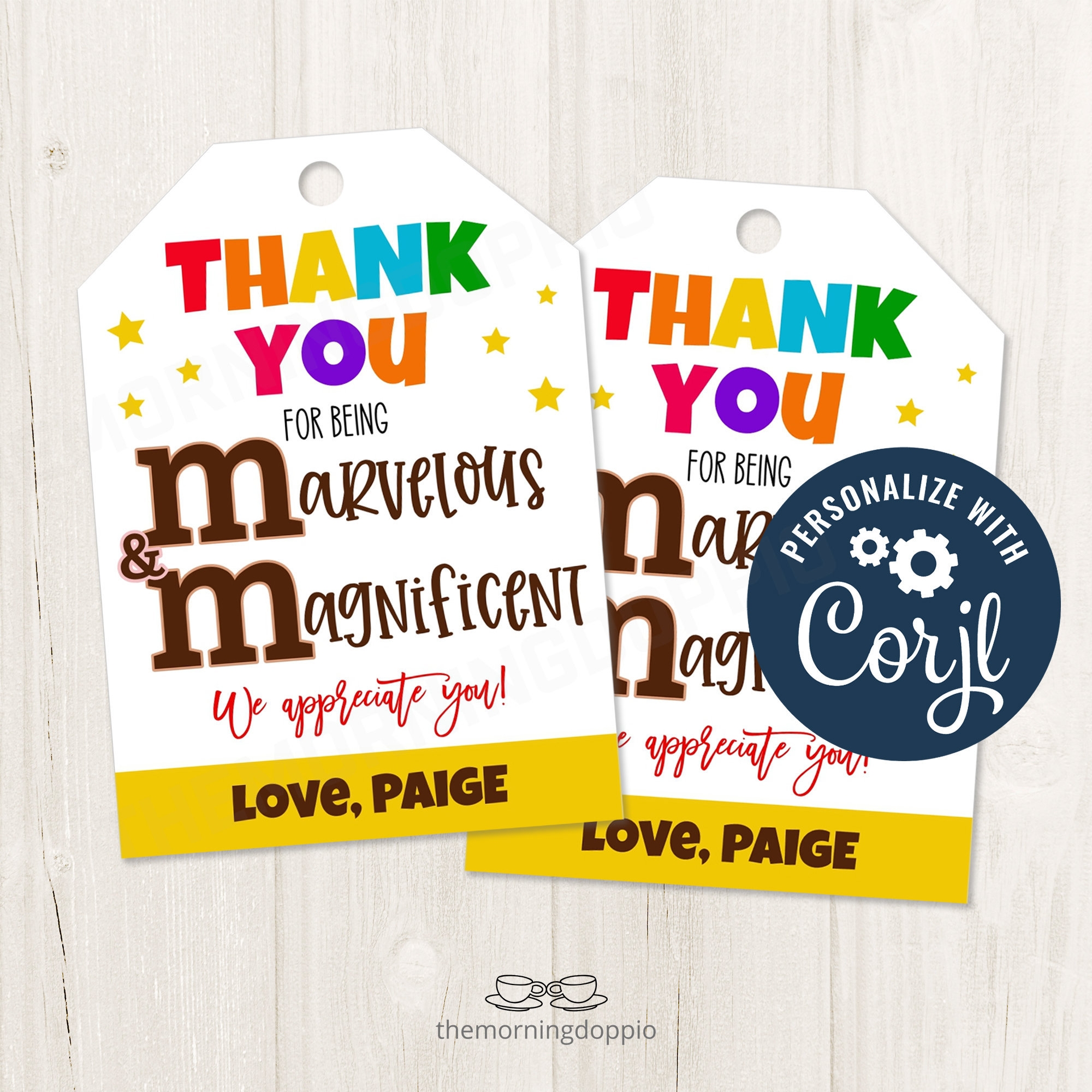 Printable editable You Are Marvelous And Magnificent M M Gift Tag For Teachers PTO Staff Admin Coworkers Teams Editable CORJL Template Etsy