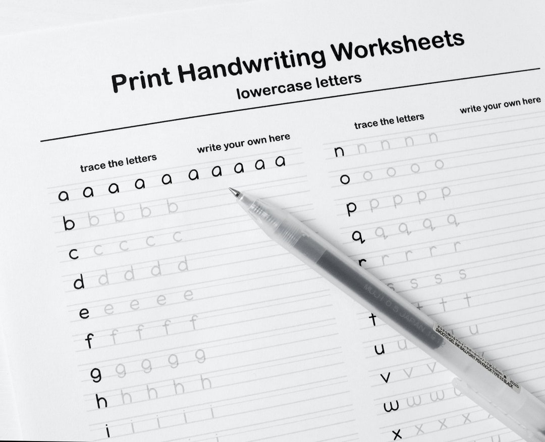Printable Handwriting Worksheets5 Pages Letters Words And Sentences For Middle School Kids And Up Adults PDF File Only Etsy