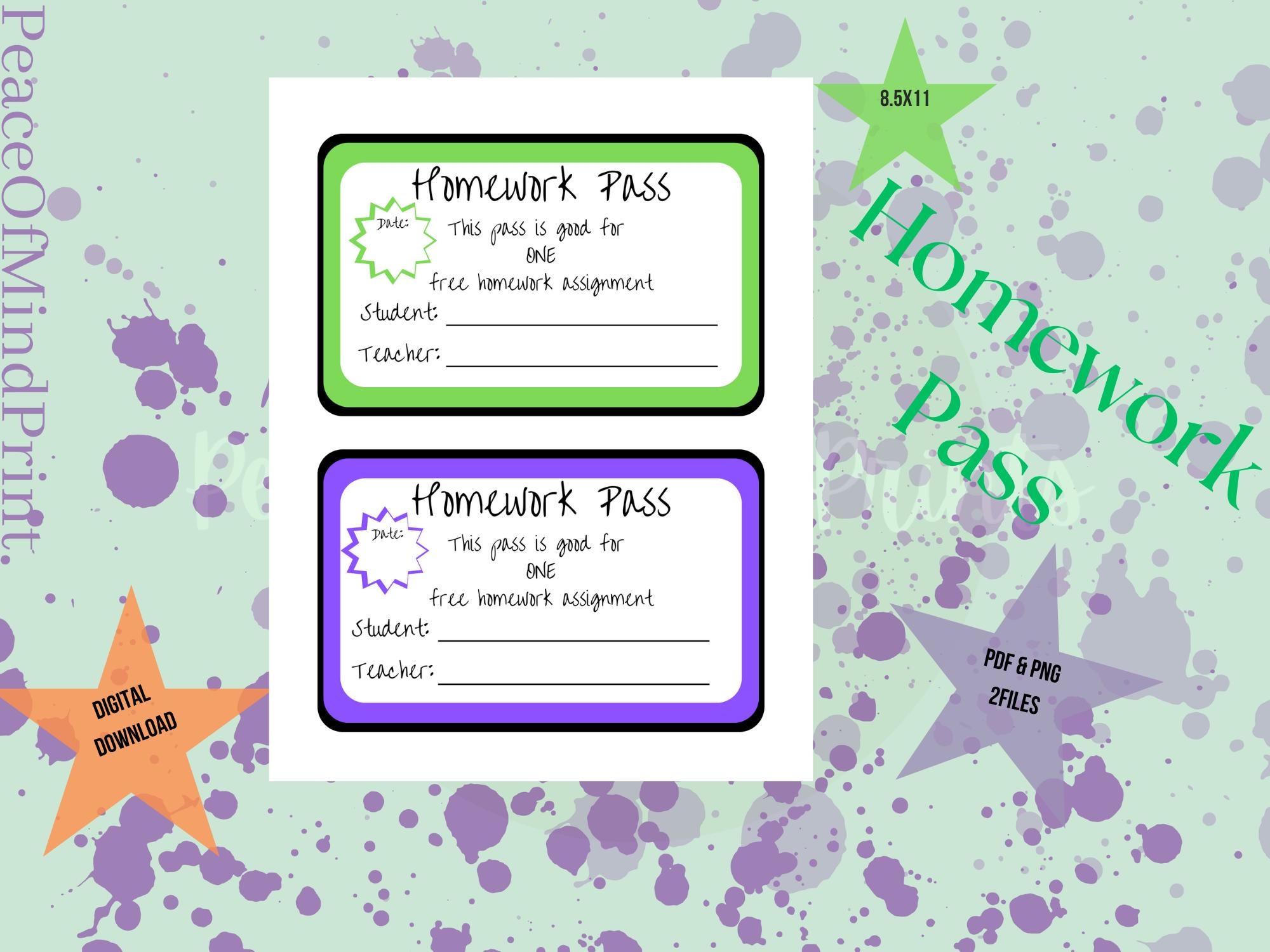 Free Printable Homework Pass