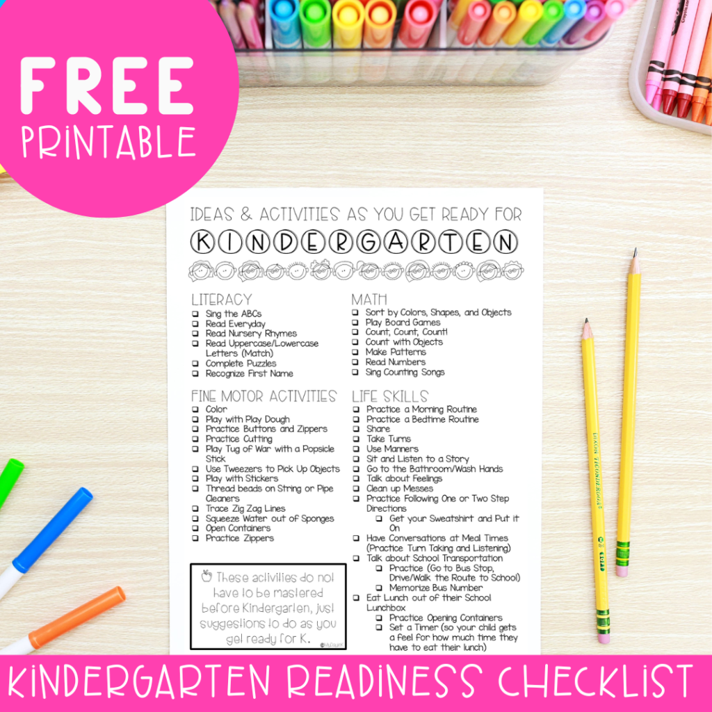 Kindergarten Essentials Free Printable