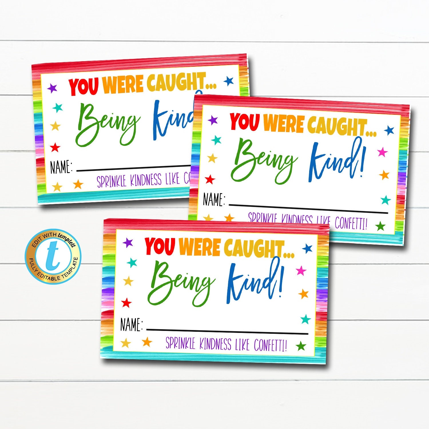 Printable Kindness Cards Kindness Week Idea Diversity Inclusion School PTO PTA Classroom Teacher Sprinkle Kindness Like Confetti EDITABLE Etsy Polska
