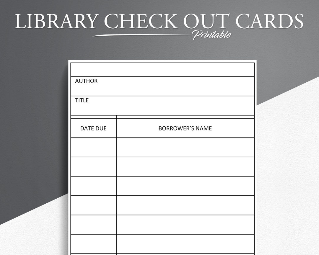 Printable Library Checkout Cards Digital Download Library Check Out Card Etsy