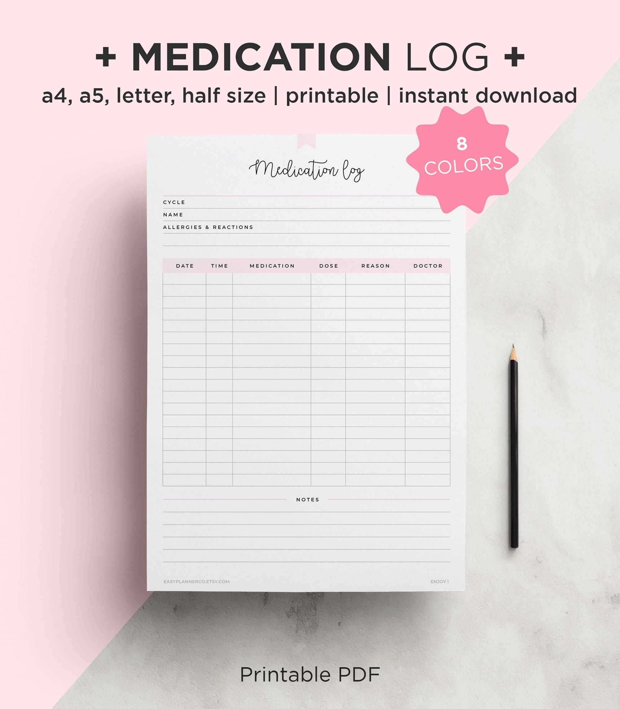 Printable Narcotic Count Sheet Etsy