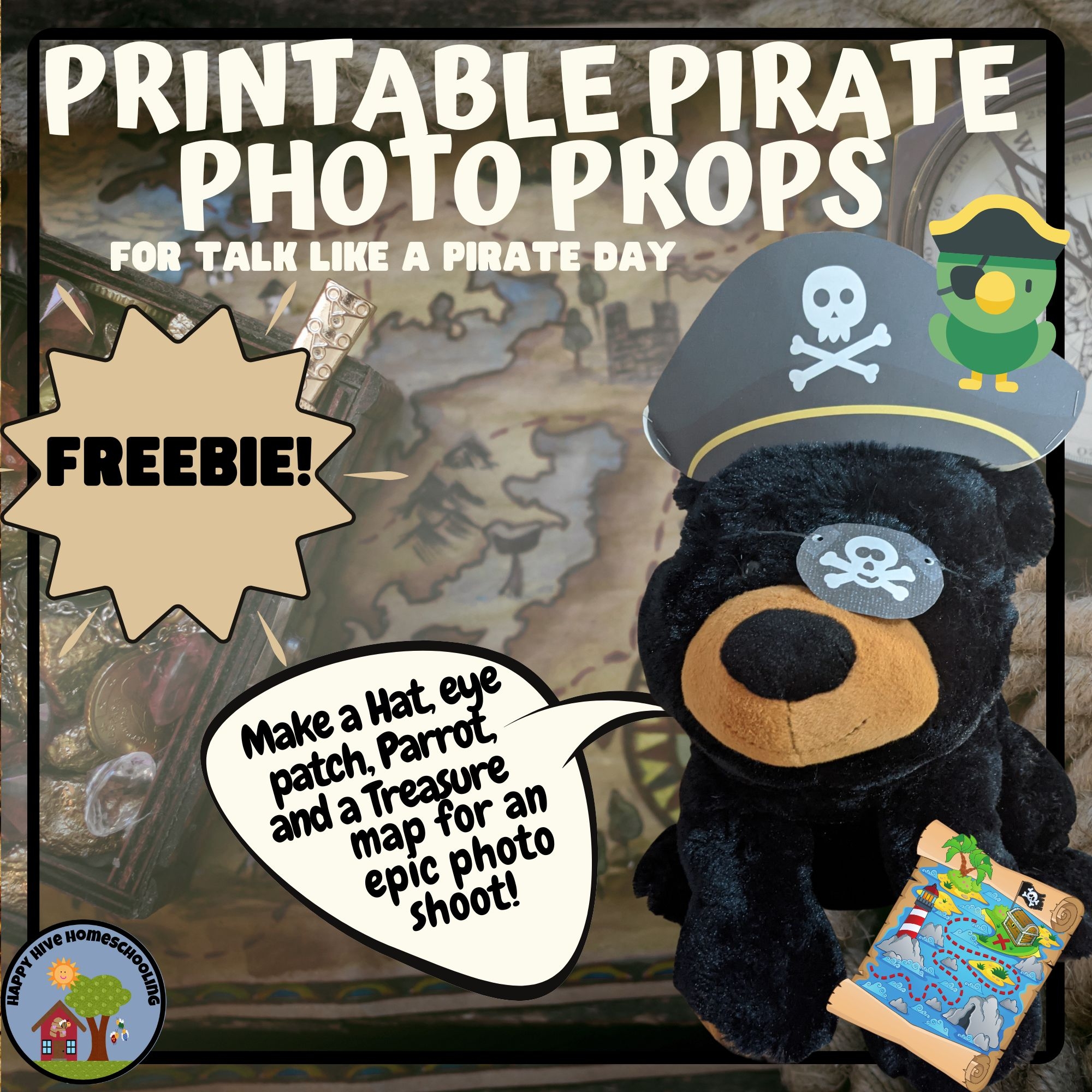 Printable Pirate Photo Booth Props Happy Hive Homeschooling