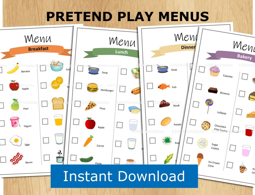 Printable Pretend Play Restaurant Menus Preschool Kids Activities Classroom Dramatic Play Center Kit Imagination Printables Etsy