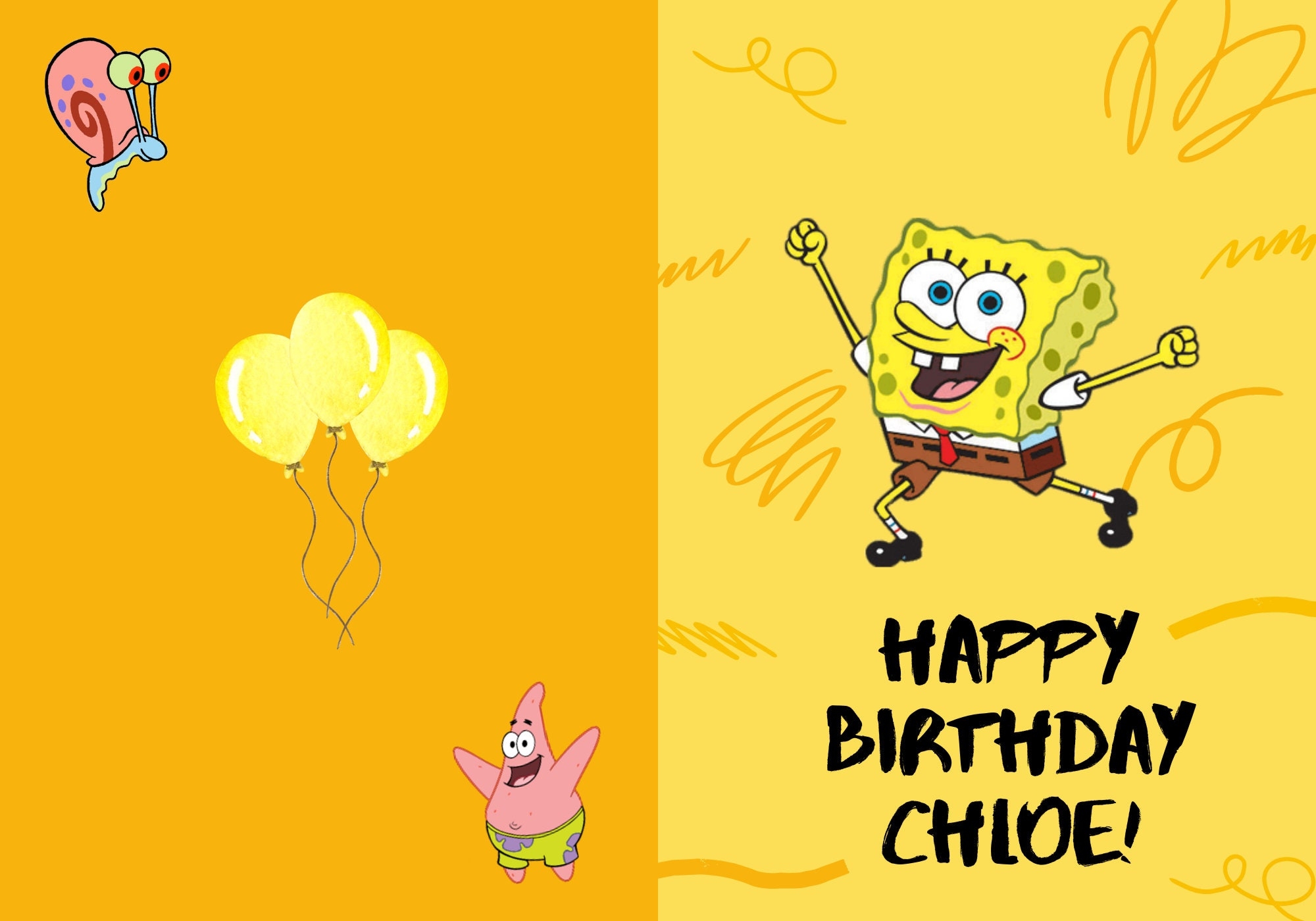 Printable Spongebob Birthday Card Etsy