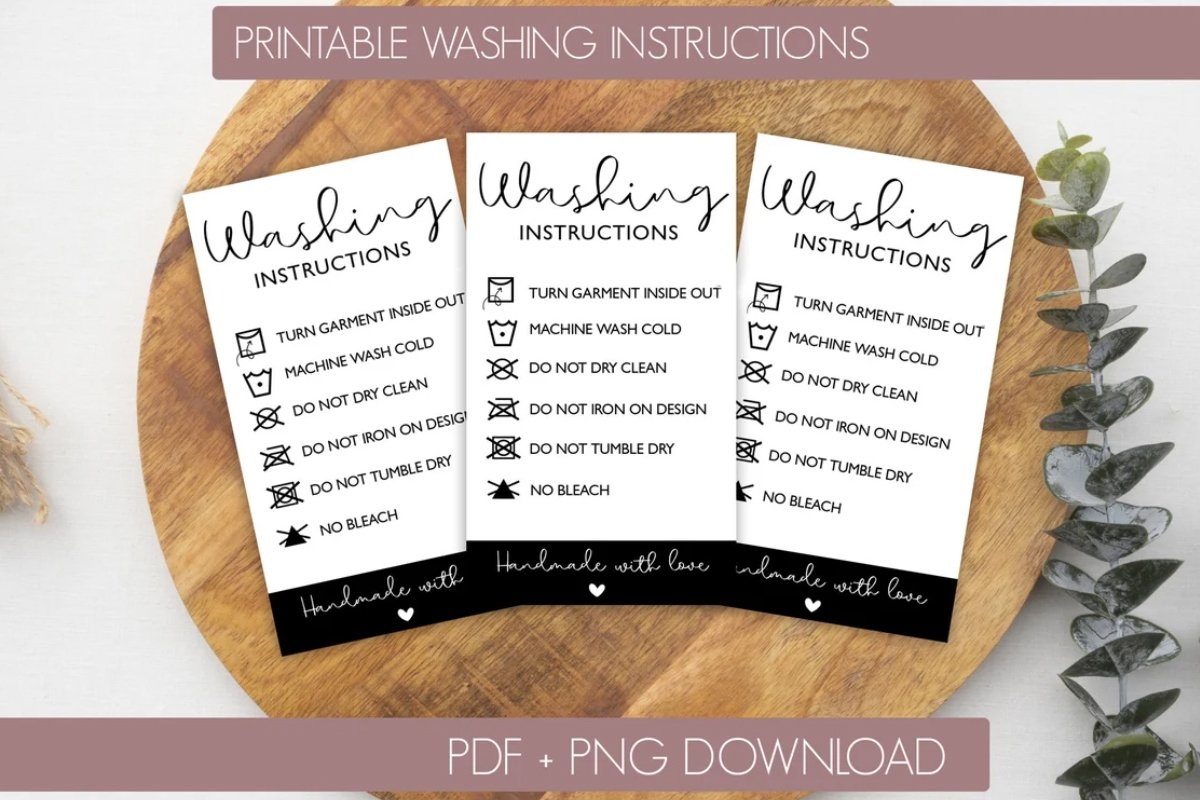 Printable Washing Instructions Card PDF PNG JPG 2015050 