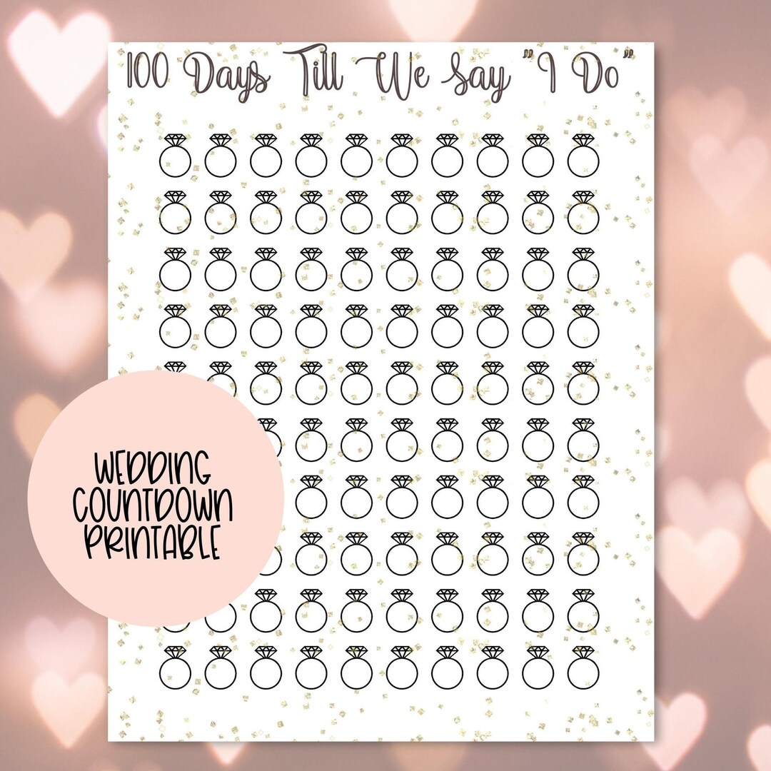 Printable Wedding Countdown 100 Days Till We Say I Do Etsy