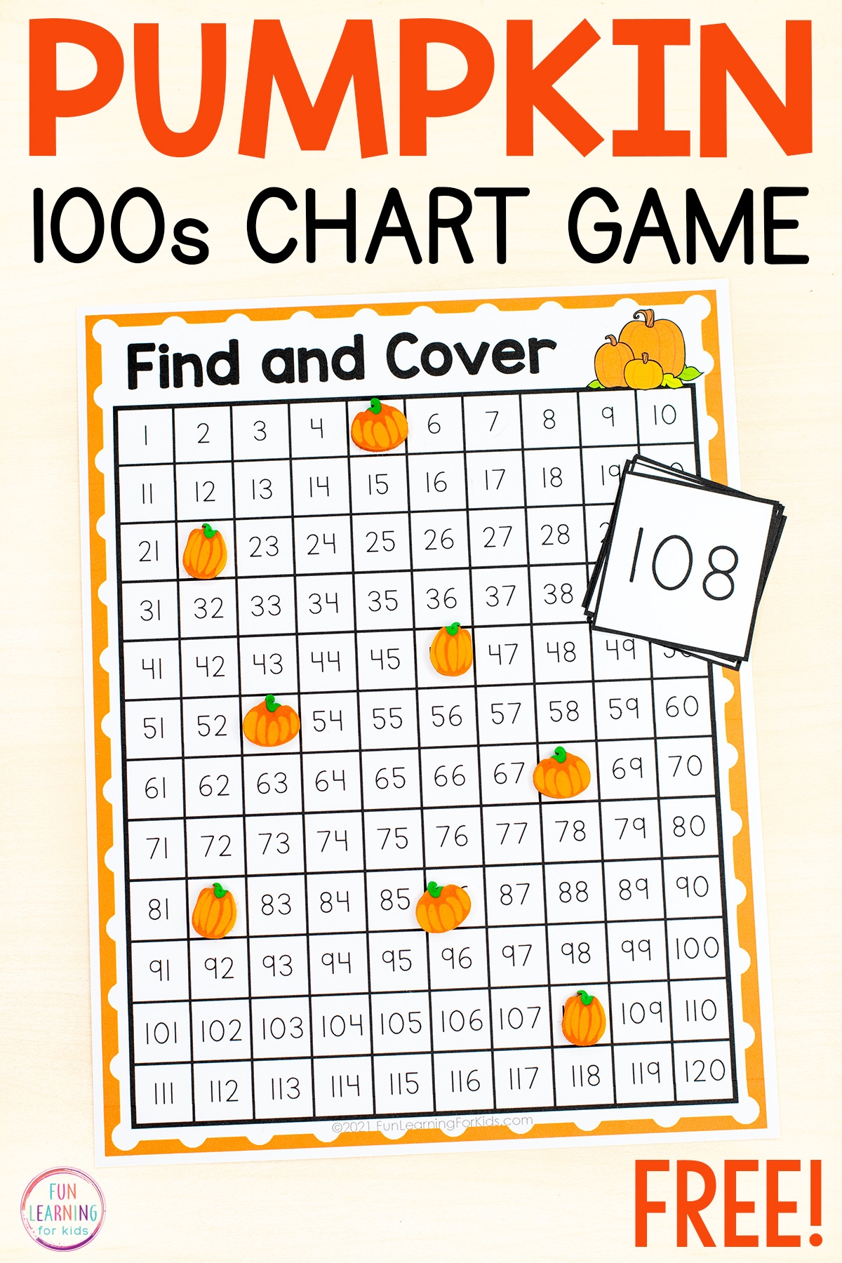 Pumpkin 100 120 Chart Printable Find And Cover Number Mats