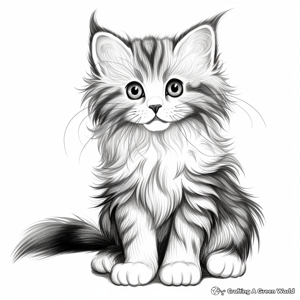 Realistic Kitten Coloring Pages Free Printable 