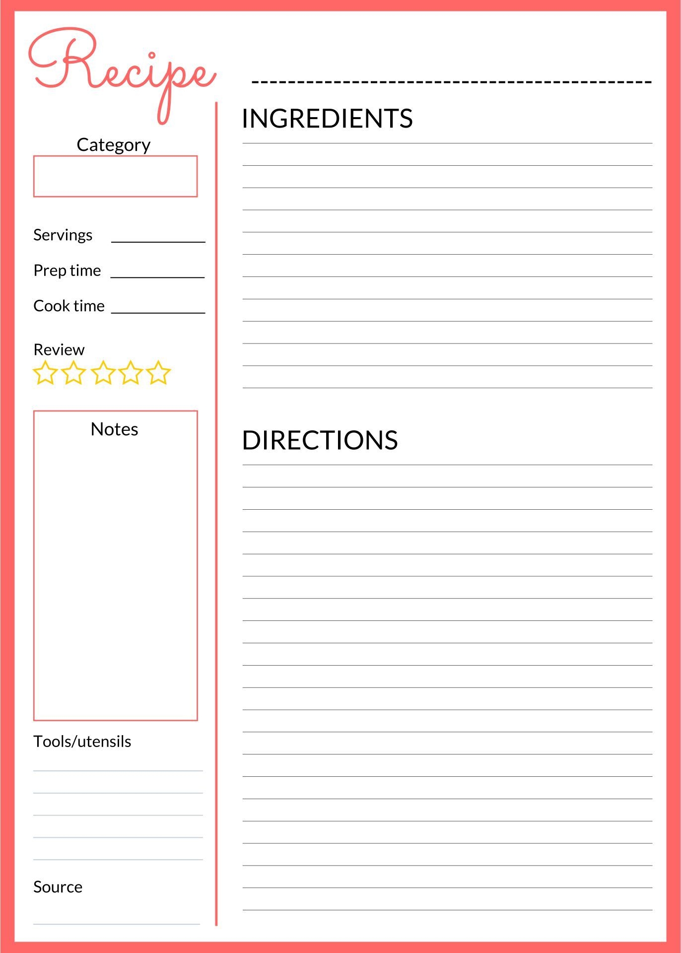 Free Printable Recipe Book