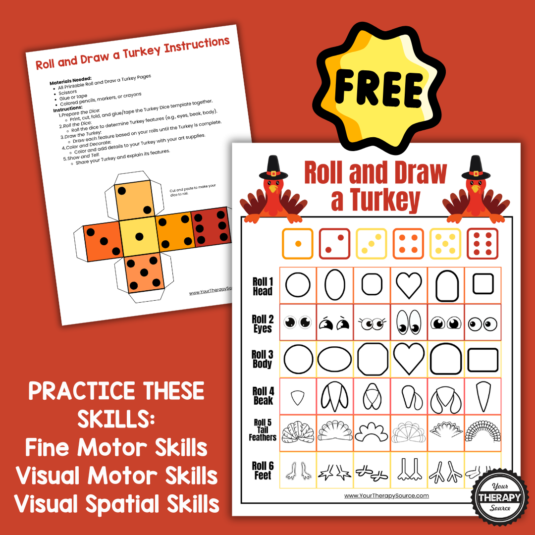 Roll A Turkey Free Printable Your Therapy Source