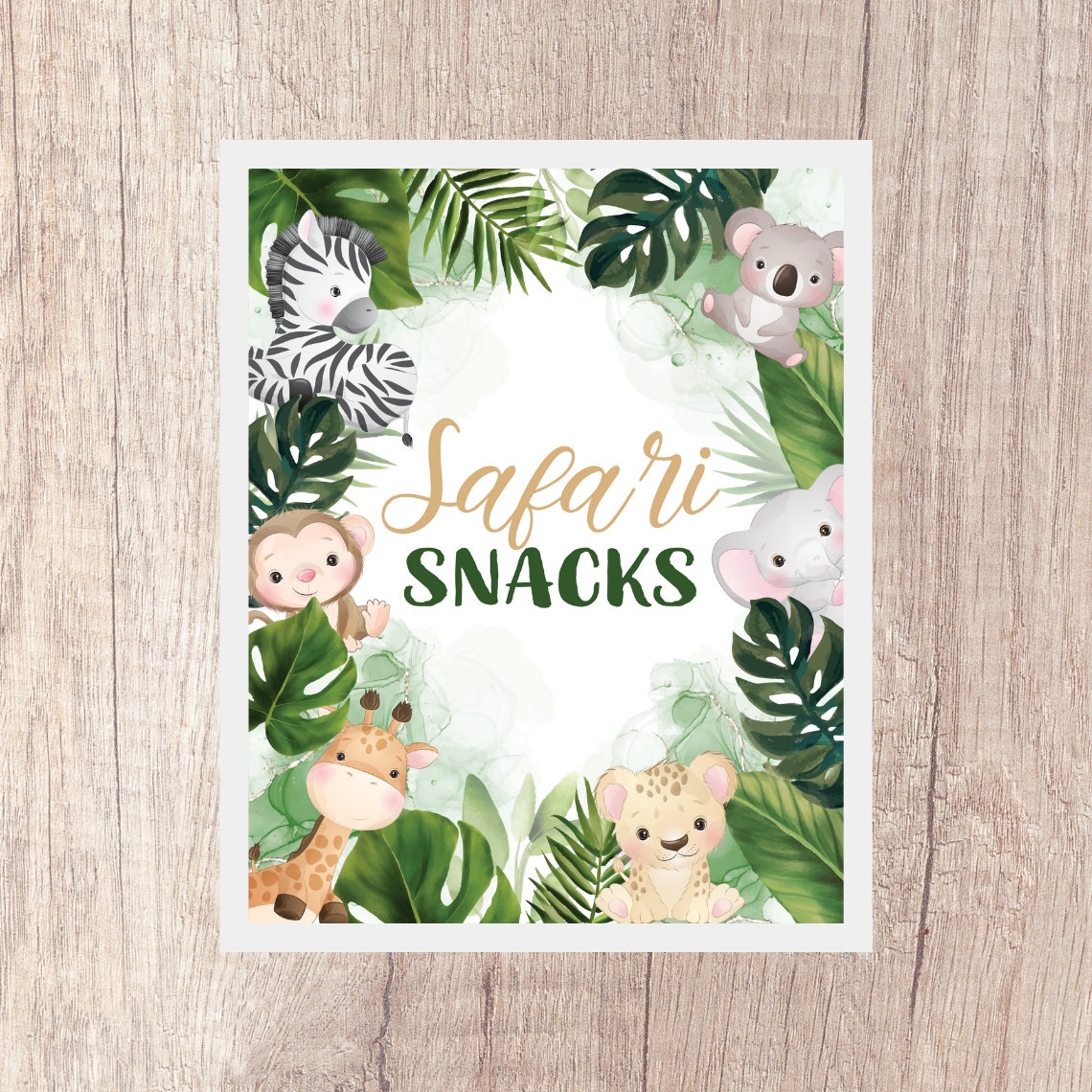 Safari Snacks Sign Safari Birthday Party Wild One Born Two Be Wild Jungle Zebra Monkey Giraffe Elephant Leopard Koala PDF Download Etsy