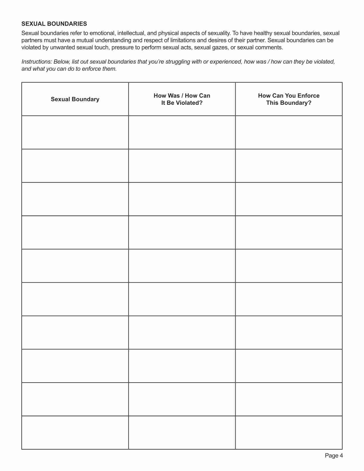 Setting Boundaries Worksheet PDF 