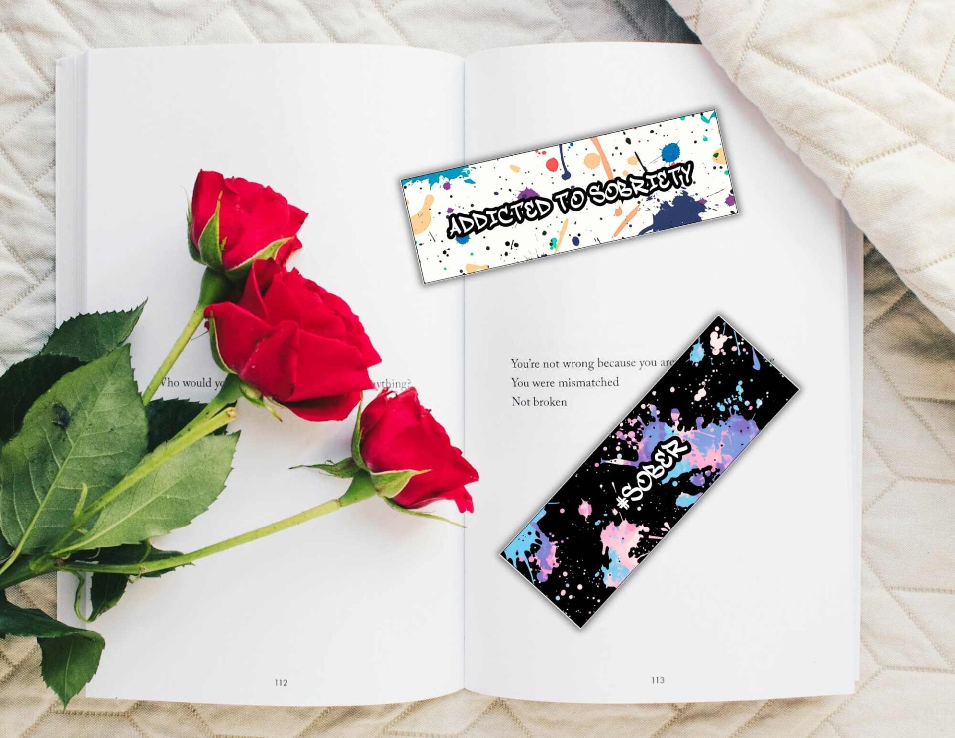 Sober Affirmations Printable Bookmarks Paint Splatter Graffiti Theme FREE Coloring Pages Hollow To Whole