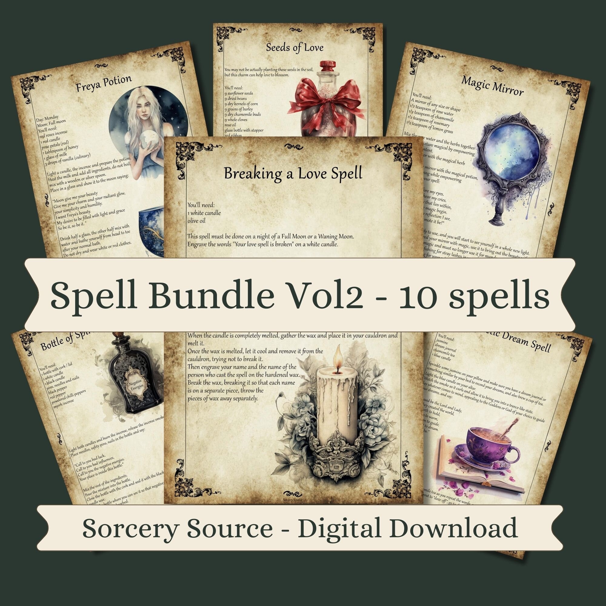 Spell Bundle Vol 2 BOS Pages Grimoire Pages Baby Witch Witchcraft Spell Book Wiccan Spells Book Of Shadows Printable Etsy