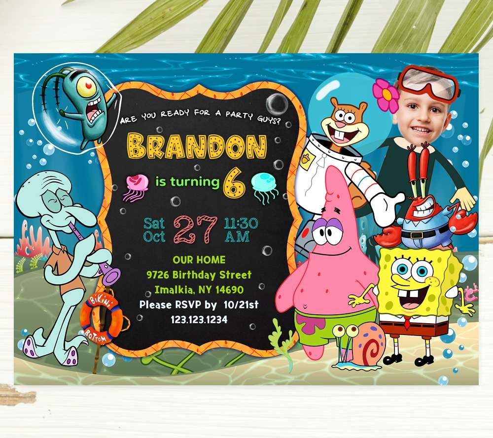 SpongeBob Birthday Invitation Edit Online Instant Download