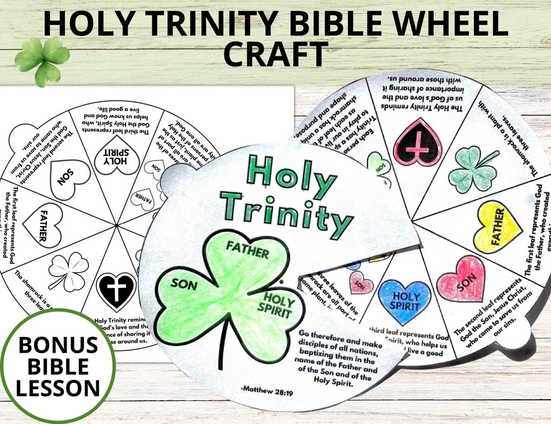 St Patricks Day Sunday School Craft Holy Trinity Bible Coloring Wheel Shamrock Bible Activity Matthew 28 19 Printable Kids Bible Lesson Etsy