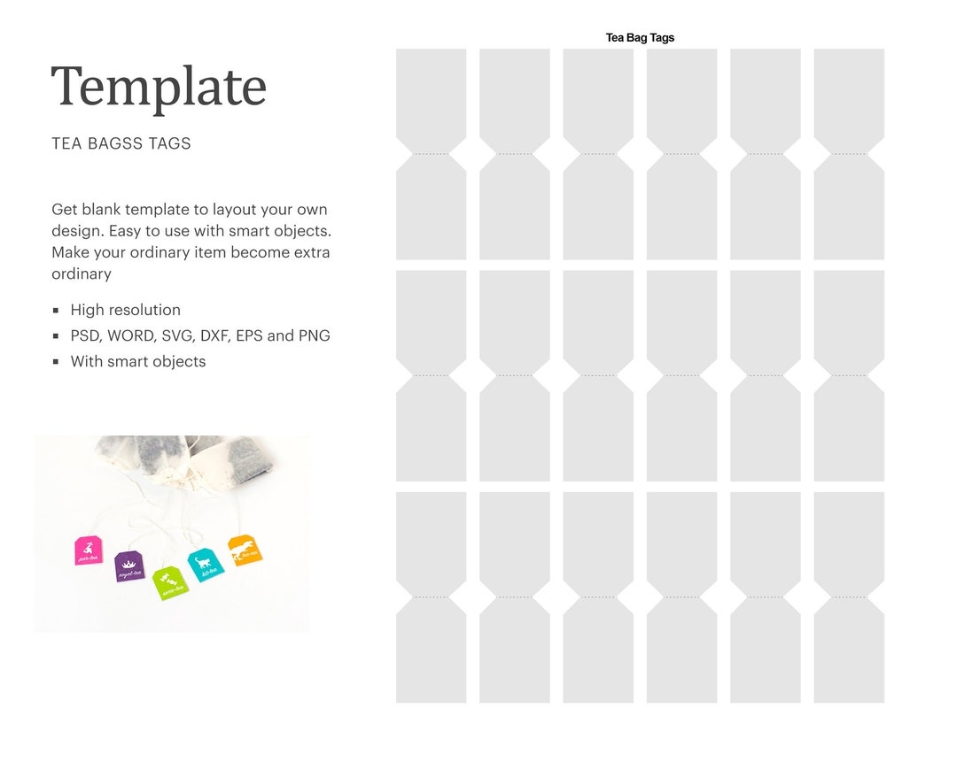 Tea Bag Tags Template Printable Tea Tag Template Party Favor Tea Tag Cricut Silhouette Silhouette Studio Paper Size Letter Etsy