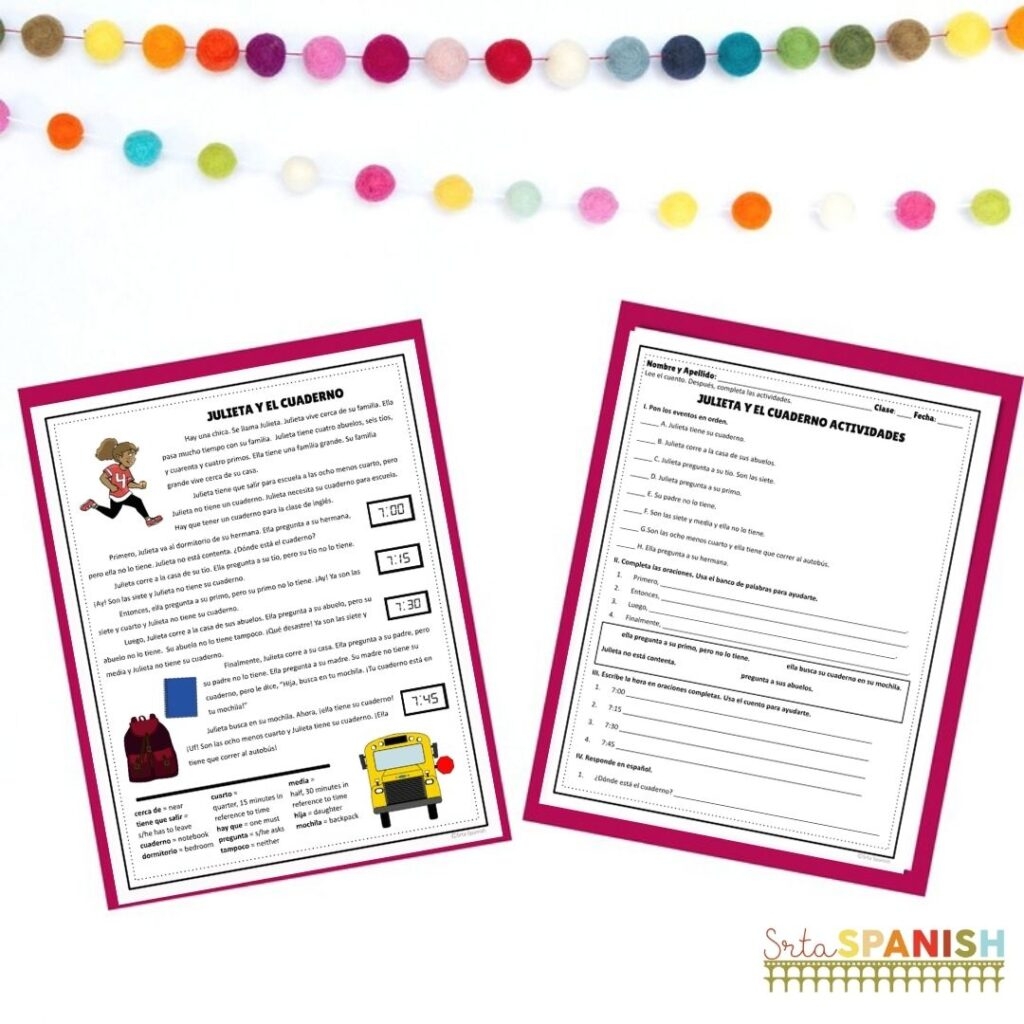 Telling Time In Spanish Lesson Plans And Activities Srta Spanish
