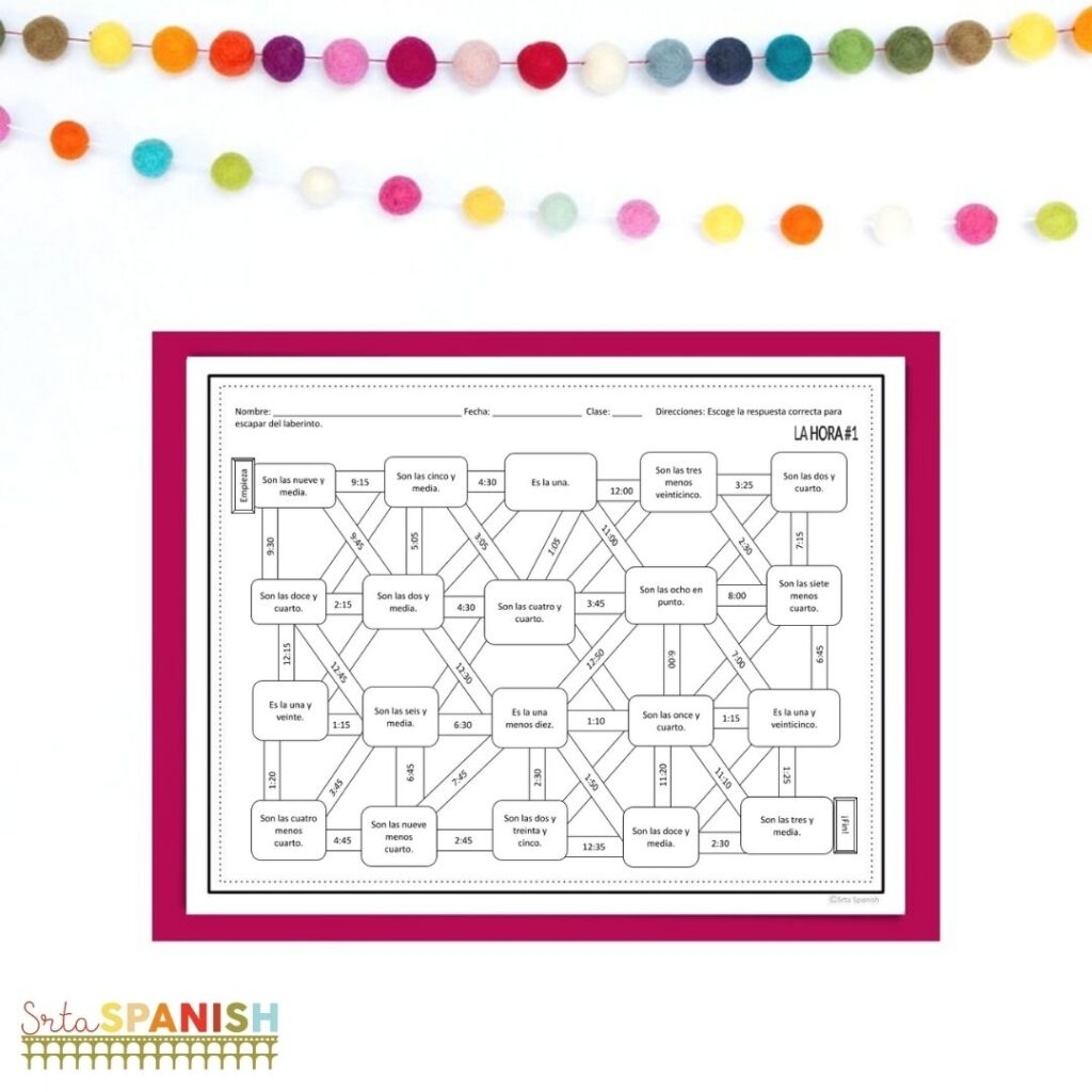 Telling Time In Spanish Lesson Plans And Activities Srta Spanish