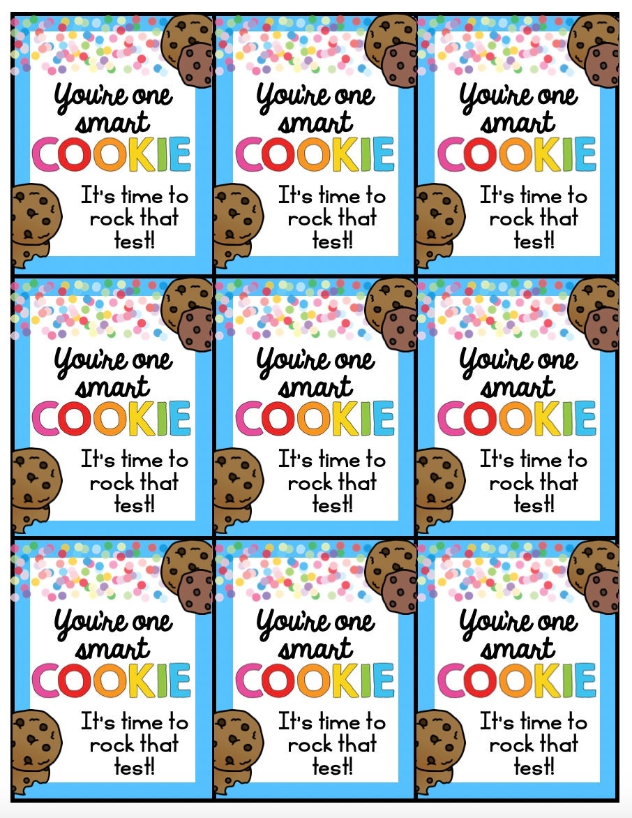 Testing Day You re One Smart Cookie Printable Tags Digital Downloads Testing Tags Printable Snack Tag PTA PTO Snack Tags Cookie Tag Etsy